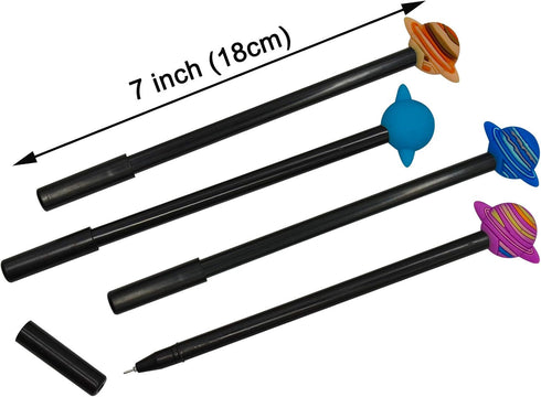 Maydahui 12 PCS Multicolor Planet Rollerball Pen, Black Gel Ink Outer Space Theme Star Pens for School Party Astronomer