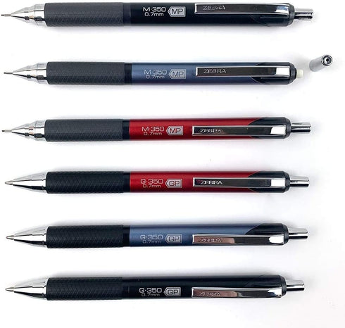 Zebra Pen M-350 Mechanical Pencil, 0.7mm Point Size, Crimson Red Barrel, 2 Pack