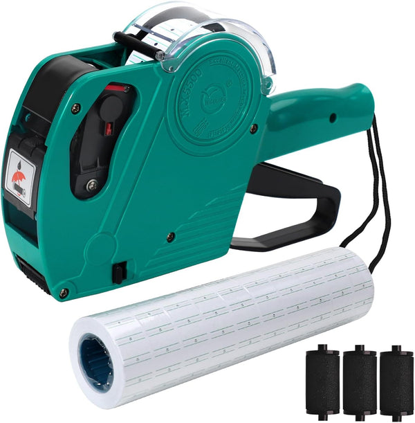 MX-5500 8 Digits Price Tag Gun Kit - 5000 Sticker Labels and 3 Ink Refill for Office, Retail Shop, Grocery Store