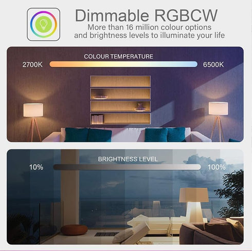 ngnsky E14 Bulbs, 2Pack Tuya Bluetooth Smart RGBCW Candle LED Light Music Sync Color Changing, App Control