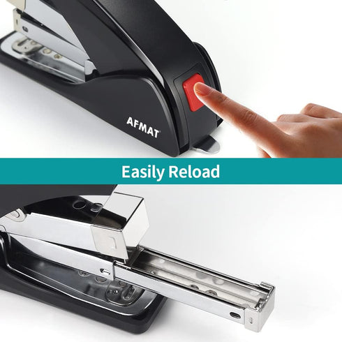 Ergonomic Portable Handheld Stapler for Desk, 50 Sheet Capacity, Built-in Staple Remover, Heavy Duty, Space Saving Size