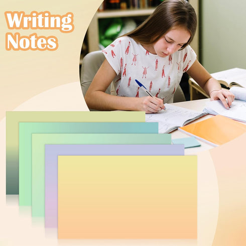 SKLENICE 100pcs 3x5 inch Gradient Blank Index Cards with Sticker Labels in Clear Plastic Index Card Holder