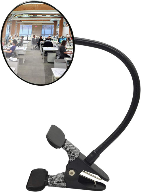 Ampper Glass Clip On Rear View Cubicle Mirror, Flexible Convex Security Mirror
