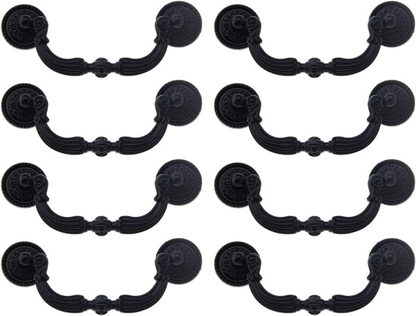 SUPERFINDINGS 8 Sets Vintage Bail Pull Handles 3.74inch Hole Center Black Handles