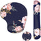 MOSISO Wrist Rest Support for Mouse Pad & Keyboard Set, Curved Peony Ergonomic Mousepad with Non-Slip Base, Blue