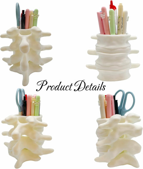 TIME&TRAVE 3D 8-10 Printed Spine Pen Holder, Anatomical Vertebrae Pencil Cup Based on Real CT Scan, Gothic Desk