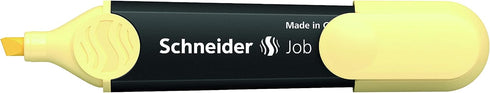 Schneider Job Pastel Highlighter, Chisel Tip, 1 + 5 mm, Black Barrel, Vanilla Ink, Box of 10
