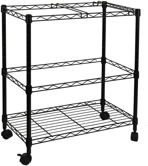 Oceanstar 2-Tier Metal Rolling File Cart, 24 in. L x 12.4 in. W x 28 in. H, Black
