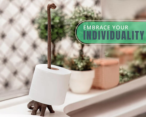 Comfify Paper Towel Holder or Free Standing Toilet Paper Holder - Cast Iron Dinosaur Paper Holder - Bathroom Holder