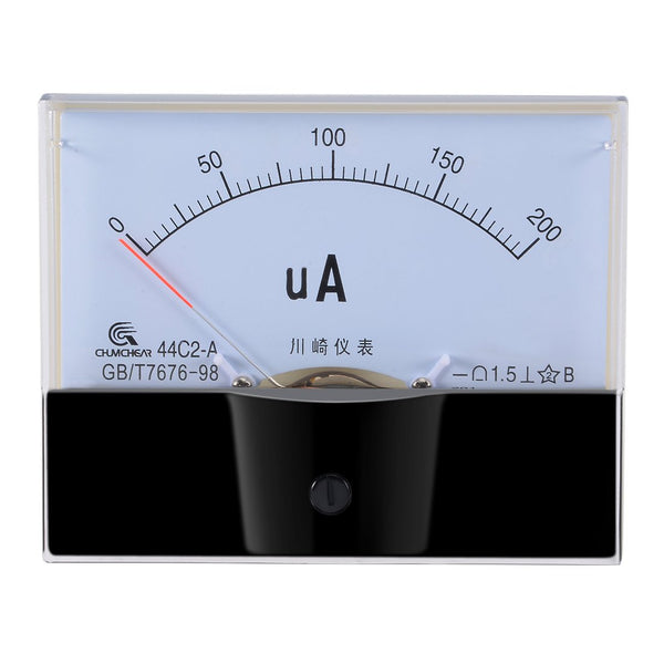 uxcell Analog Current Panel Meter Ammeter DC 0-200uA 44C2 for Circuit Testing Charging Battery Gauge Pack of 1