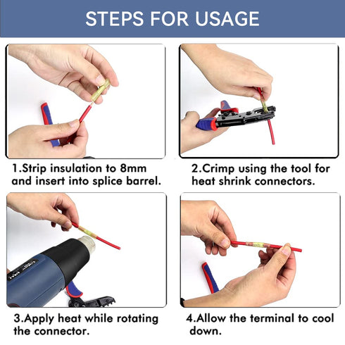 HKS 500 PCS Heat Shrink Butt Connector Blue 16-14 AWG - Tinned Red Copper Electrical Connectors for Automotive Marine