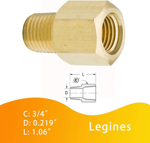 Legines Brass Pipe Fitting, NPT Adapter 1/4" Female to 1/8" Male Reducing Adaptor, 1200psi High Pressure, Pack of 2