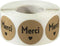 Merci French Thank You Natural Kraft Adhesive Stickers, 1 Inch Round Labels, 500 Labels