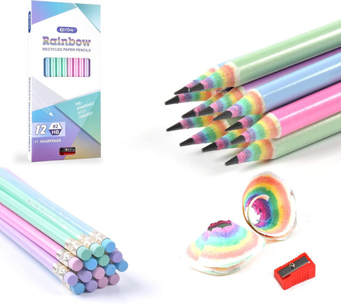 ECOTREE Pre-Sharpened Pencils #2, Cute Number 2 Pencils with Erasers for Kids, 12 Count