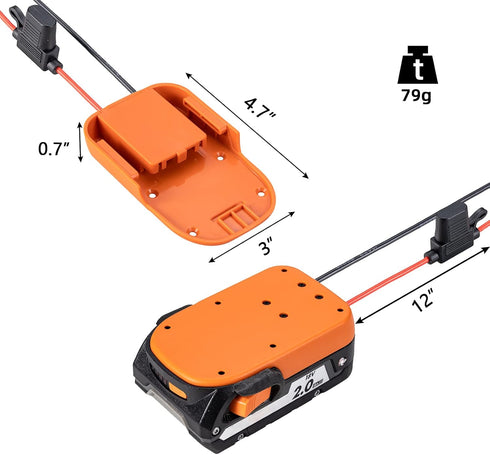 Power Wheel Adapter for Ridgid AEG 18V Hyper Li-ion Battery with Fuse & Wire Terminals for RC Car
