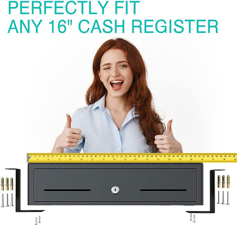Skywin Cash Drawer Under Counter Mounting Brackets, Heavy Duty Steel for 16" Cash Registers Drawer (1)