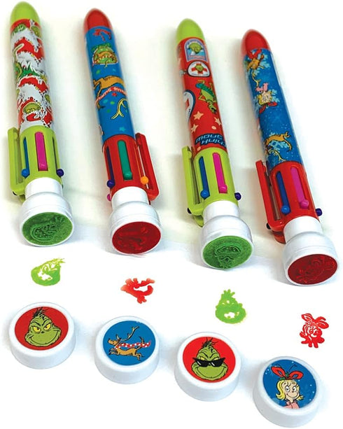 Raymond Geddes Grinch 6 Colored Pens with Stamper, Pack of 12