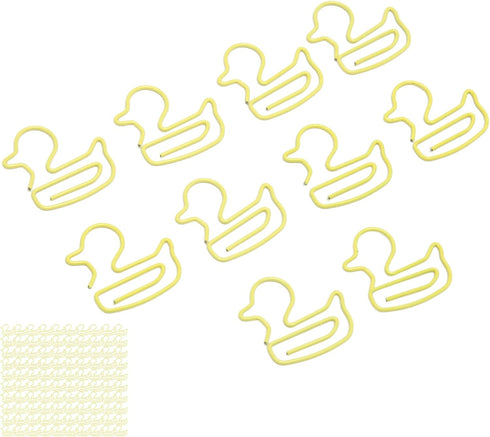 Duck Paper Clips 100pcs, Cute Yellow Duckling Design for Organizing Office School Paper Files