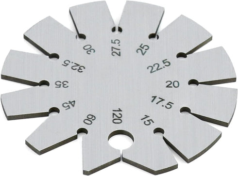 QWORK Bevel Gauge, Stainless Steel Axe Angle Gauge, Round Shape Knife Angle Finder for Measuring Knife Angle
