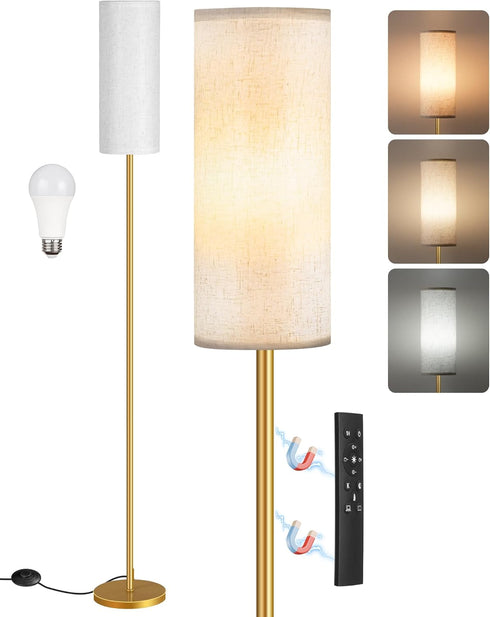 Dimmable 64.4 Bulb 3000K-6500K, DW06LD05W1 Floor Lamps for Living Room with Remote and Foot Switch, Modern Standing