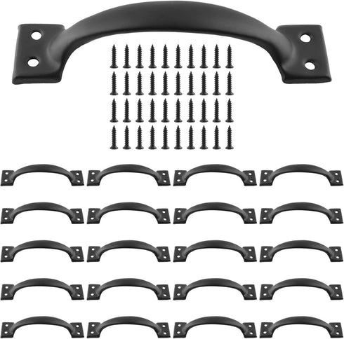 20 Pcs Vintage Black 5.5 Inch Barn Door Handles, Large Gate Pulls for Kitchen Cupboard Furniture Drawer Cabinet Hardware