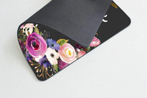 Smooffly Custom Office Mouse Pad, Good Things Take Time Motivational Quote, Rectangle Pink Bordo Violet Floral