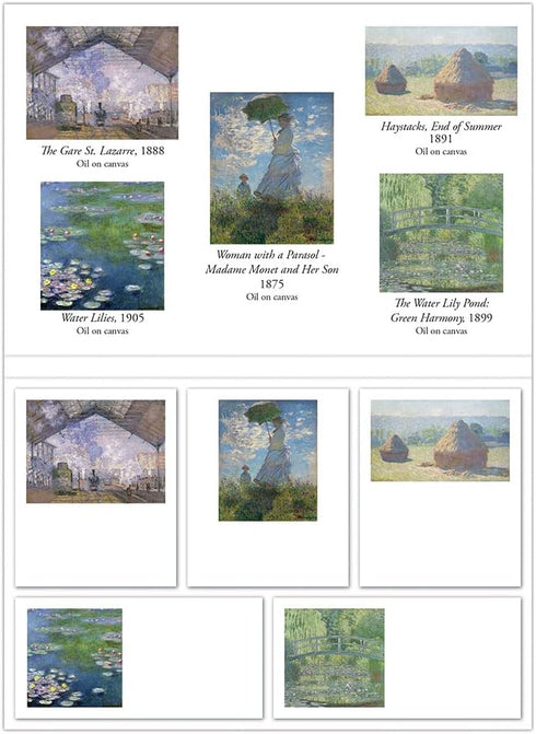 Pigment & Hue Sticky Note Tabs 5 Piece Set - 50 Sheets per Pad, 5 Pads with Different Designs, 250 Sheets (Claude Monet)