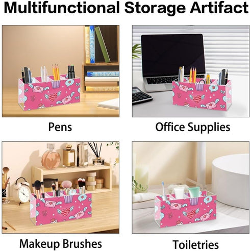 Ainavmxzs 4 Sweet Cute Cakes Acrylic Holder Organizer With Compartments Nail Desk Organizer Hair Accessories Storage