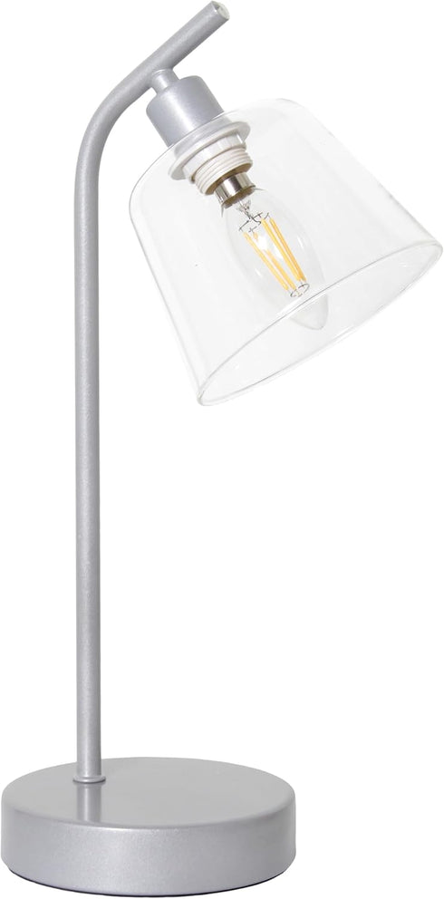 Simple Designs LD1080-SLV 16" Sleek Essentials Modern Industrial Metal Desk Lamp with