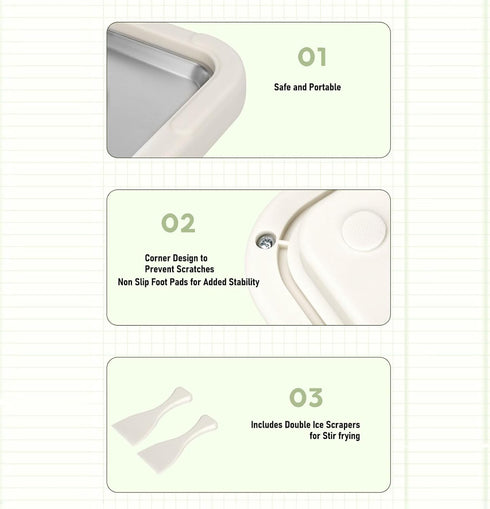RIZGHWOY 2 Frozen Rolled Ice Cream Maker, Stainless Steel DIY Ice Cream Roll Tray with Scrapers, for Soft Serve