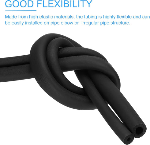 PATIKIL 1"(25mm) ID x 6Ft Pipe Insulation Foam Tube - 2 Pack Pipe Cover Wrap Roll Bar Padding for HVAC Outdoor Air