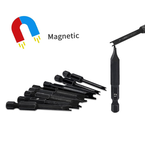 Set (10 Pack 2.3" 4, 6, 8, 10, 12 (2 Spanner Bit - Long Magnetic Heads) Spanner Fork Snake-Eye Security Screwdriver Bit