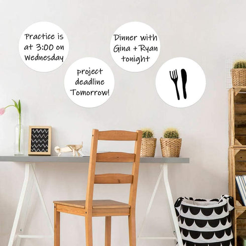 Dry Erase Circle Dots, 12 Pack Whiteboard Table Stickers, Removable Wall Decals for Home School Classroom Desks
