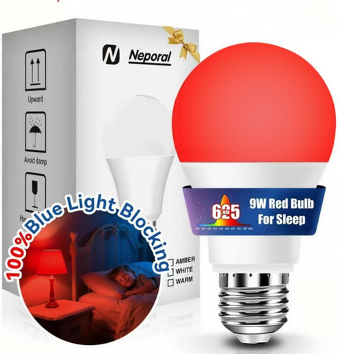 Neporal 625nm Red Light Bulb for Sleep, 100% Blue Light Blocking Bulb