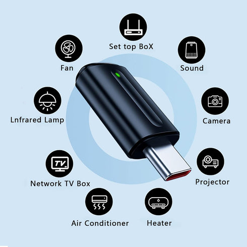 Universal Mini Smart IR Remote Controller, Smartphone Infrared Controller Adapter for Home Appliances (Type C, Black)