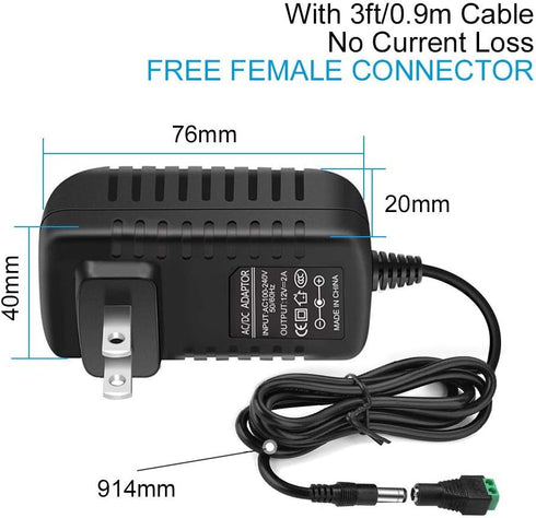 inShareplus 12V 12 2A 24W 110V 12 5.5/2.1mm Power Supply, Voltage Switching Power Supply, Drive, Power Adapter, AC