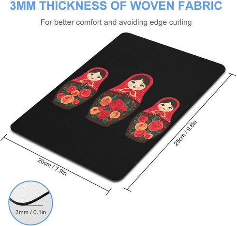 Generic Russian Nesting Dolls Funny Gaming Mousepad Rubber Base Computer Desk Mat for Laptop Office