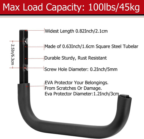 Heavdace 12.4 Inch Heavy Duty Garage Storage Hooks, Ladder Storage Hanger, Wall Mount Utility Hook for Outdoor Indoor