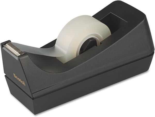 Scotch C38BK Desktop Tape Dispenser, Weighted Non-Skid Base, 1-Inch Core, Black