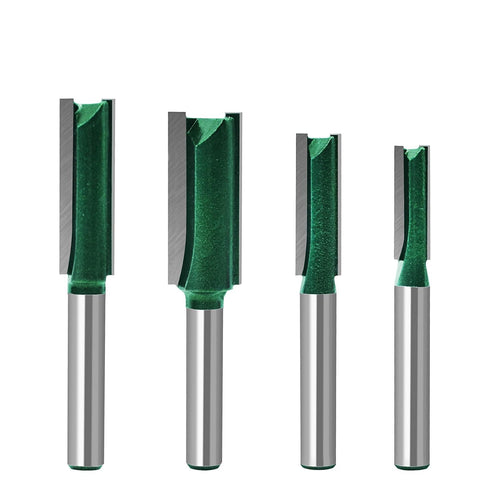 Plus Double Flute Straight Router Bit Set with 1/4 Inch Shank and Updated C3 Carbide