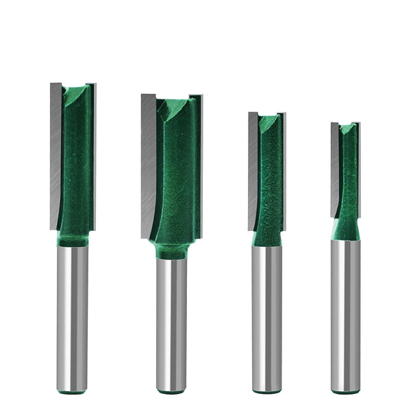 Plus Double Flute Straight Router Bit Set with 1/4 Inch Shank and Updated C3 Carbide