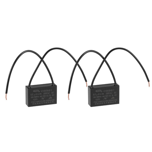uxcell CBB61 Ceiling Fan Capacitor 0.8uF 250V AC, 2 Wires, 36x23x12mm, 2Pcs for Electric Fan Pump Motor