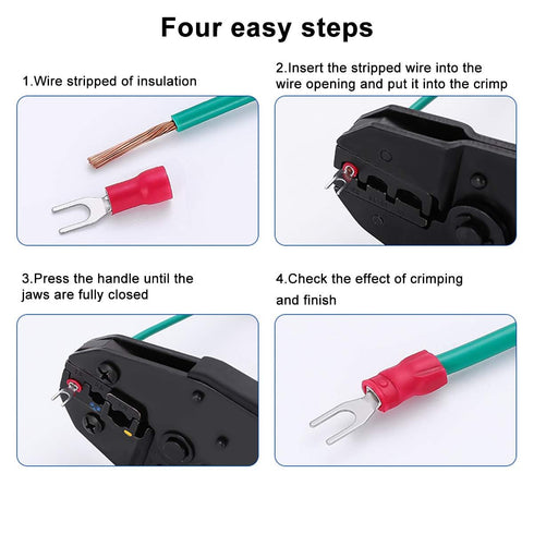 Baomain Red Insulated Fork Spade Wire Connector Electrical Crimp Terminal 16-22AWG #8 USA Screw (500PCS)