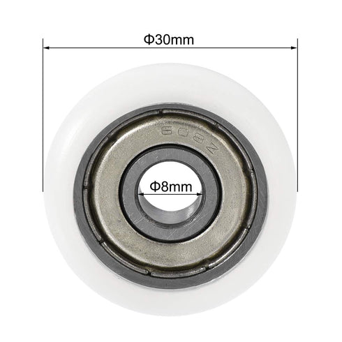 uxcell Ball Bearing Guide Pulley Roller Round Wheel - 8x30x8.5mm Double Metal Shielded (GCr15) Chrome Steel Bearings,