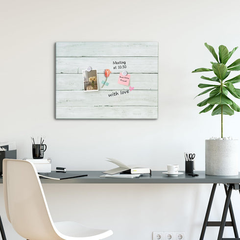 Wooden Planks Print Magnetic Surface Dry Erase Board 30 x 20 inches, Frameless Decorative White Board