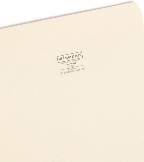 Smead File Folder, Manila, Reinforced Straight-Cut Tab, Letter Size, 100 per Box (10310)
