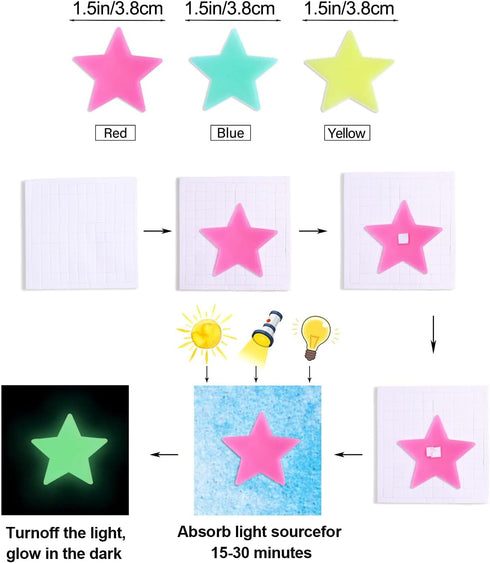 100pcs AM AMAONM Glow in The Dark Luminous Stars Fluorescent Noctilucent Plastic Stars Wall Stickers Glowing Stars