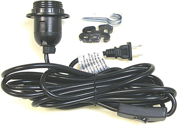 National Artcraft 15-1/2' Heavy-Duty Black Cord and Edison (E26) Socket Kit for