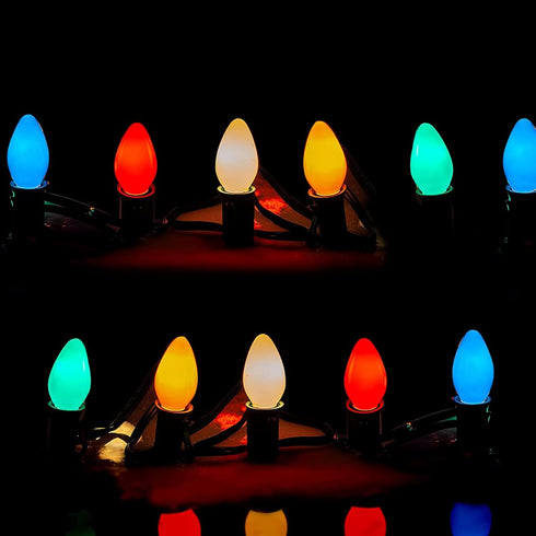 C7 Bulbs, Bulbs, E12 5Watt 25 Pack Replacement Multicolor Christmas Light Candelabra Base, Incandescent for Outdoor