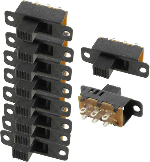 uxcell 10 Pcs High Knob 6 Pin 3 Position DPDT Panel Slide Switch, 0.5A 50V DC